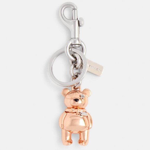 🐻 NEW Coach Rose Gold 3D BEAR Bag Charm / Keychain - Picture 2 of 5
